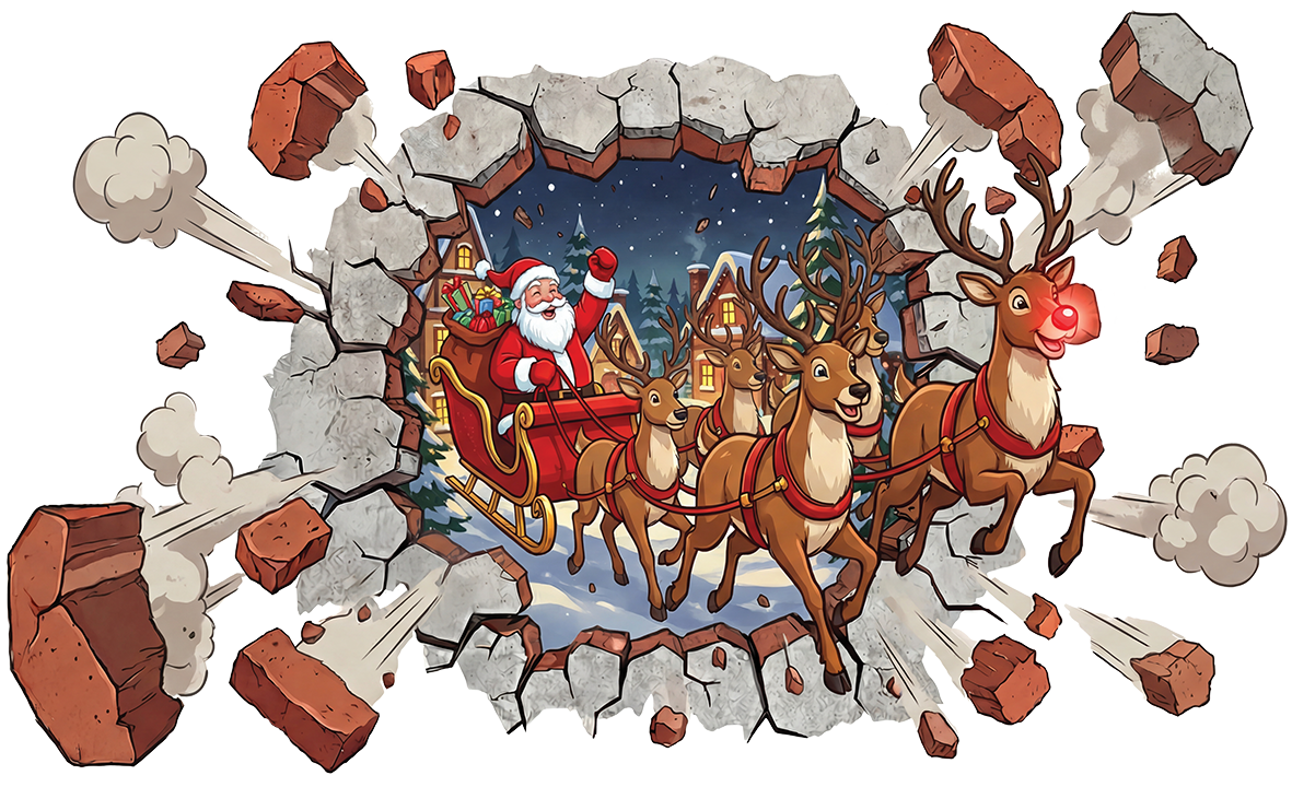 Santa and Reindeers Wall Sticker